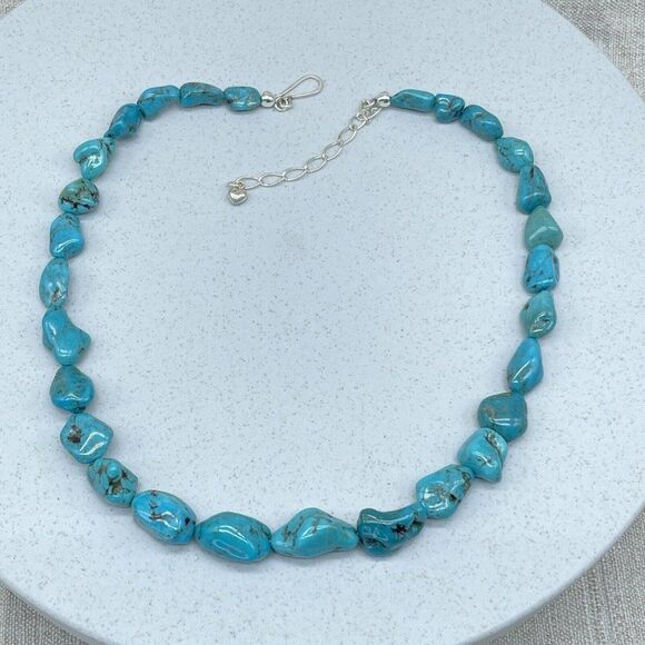 Jay King Turquoise Nugget Necklace Chunky Seven Peaks? Sterling Silver 18" - Picture 5 of 5